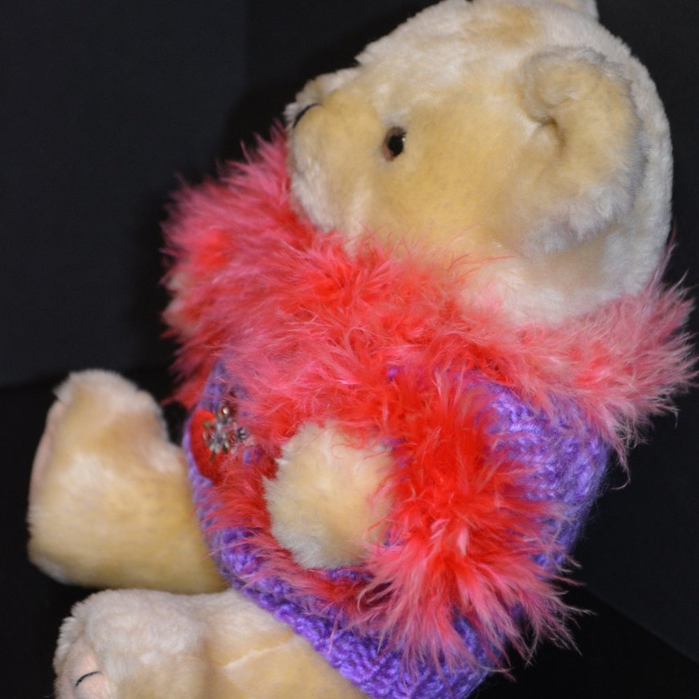 Red Hat Society Plush Jointed Teddy Bear VINTAGE - Picture 6 of 7